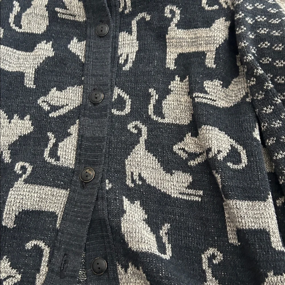 Green 3 Novelty Cats Knit Button Cardigan Sweater XXL novelty - Picture 3 of 5